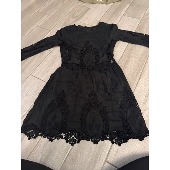 DOLCE VITA Dress Valentia Ink Black Silk Cotton Viole Lace Women S Mini Cocktail - Picture 1 of 10